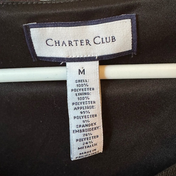 CHARTER CLUB RED AND BLACK MESH BELL SLEEVE BLOUSE SIZE M - Picture 4 of 6